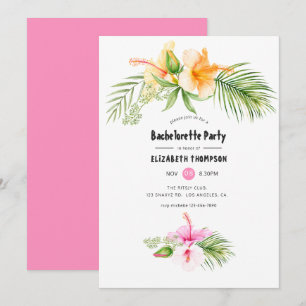 Tropical Floral Bachelorette Party Invitation