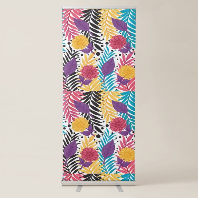 Tropical Floral Banner Retractable Display Stand (Front)