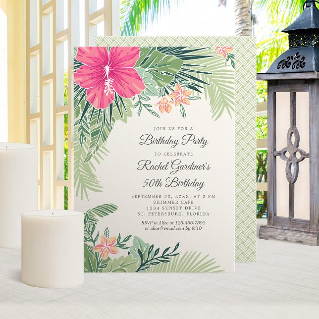 Tropical Floral Beach Birthday Invitation (Creator Uploaded)