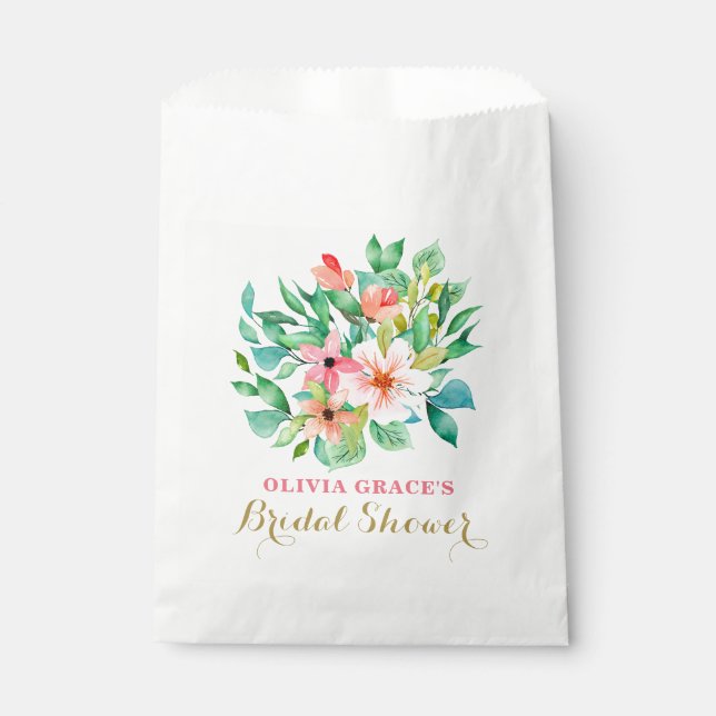 Tropical floral beach bridal shower favour bags (Front)