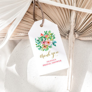 Tropical floral beach bridal shower gift tags