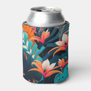 Tropical Floral Beach Can Cooler