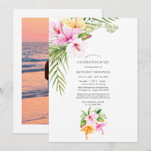 Tropical Floral Beach Celebration of Life Invitation
