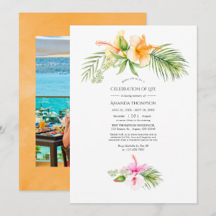 Tropical Floral Beach Celebration of Life Invitation