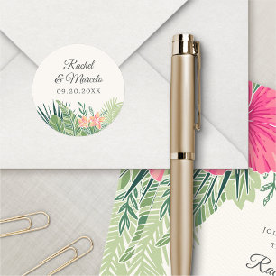 Tropical Floral Beach Classic Round Sticker