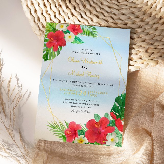 Tropical Floral Beach Gold Foil Wedding (Creator Uploaded)