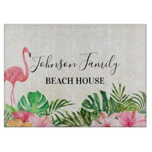 Tropical Floral Beach House Cutting Board 