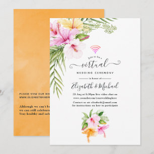 Tropical Floral Beach Online Virtual Wedding Invitation