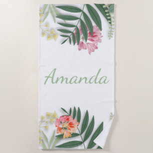 Tropical Floral Beach Towel