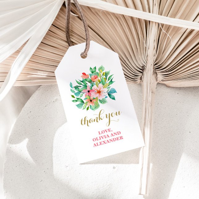 Tropical floral beach wedding favour gift tags (Creator Uploaded)