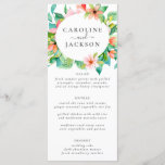 Tropical Floral Beach Wedding Menu<br><div class="desc">This lush tropical wedding menu features lovely watercolor flowers and tropical leaves. The floral tropical design includes hibiscus flowers, plumeria flowers, and tropical leaves that encircle the happy couple's names. Below, customise the template with your event's menu details. The back of the wedding menu features a gorgeous tropical floral pattern....</div>