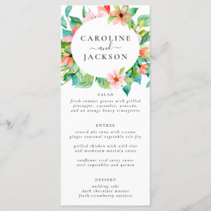 Tropical Floral Beach Wedding Menu