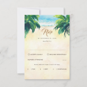 Tropical Floral Beach Wedding RSVP