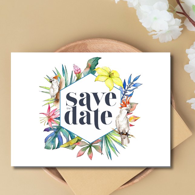 Tropical Floral Beach Wedding Save The Date (Tropical Floral Beach Wedding Save The Date)