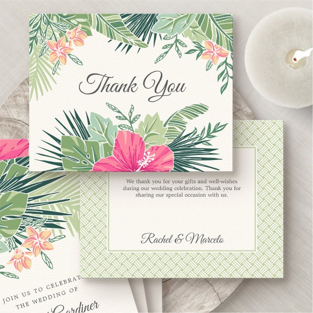 Tropical Floral Beach Wedding Thank You Card (Creator Uploaded)