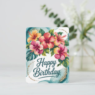 Tropical Floral Birthday Card