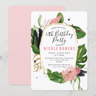 Tropical Floral Birthday Party Invitation