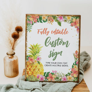 Tropical Floral Birthday Party Table Sign