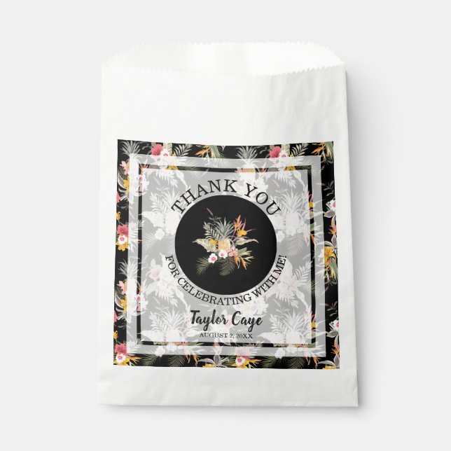Tropical Floral Birthday Thank You Favour Bags (Front)