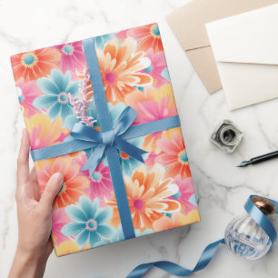 Tropical Floral Blooms Bright Summer Flowers Wrapping Paper