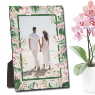 Tropical Floral Border Frameless Photo Plaque