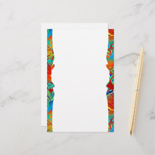 Tropical floral border stationery