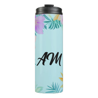 Tropical Floral Border Summer Aesthetic  Thermal Tumbler