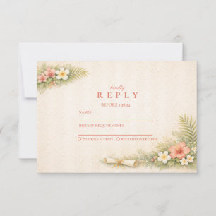 Tropical Floral Botanical Graduation RSVP Card