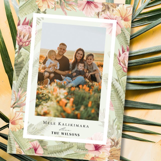 Tropical Floral & Botanical Holiday Photo Card (Creator Uploaded)