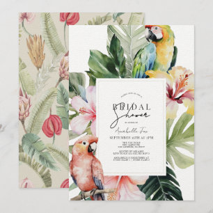 Tropical Floral & Botanical Parrot Bridal Shower Invitation