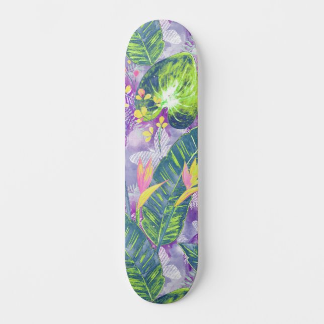 Tropical floral, Botanical  Skateboard (Front)