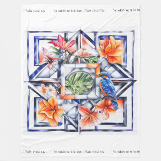 Tropical Floral, Botanical with Bird Fleece Blanket