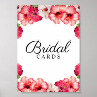 Tropical Floral Bridal Card Sign