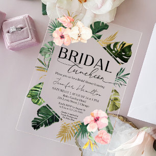  Tropical Floral Bridal Luncheon Bridal Shower Acrylic Invitations