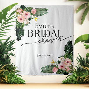 Tropical Floral Bridal Shower Backdrop Photo Prop Tapestry