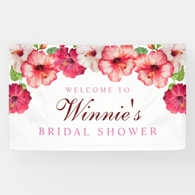 Tropical Floral Bridal Shower Banner (Horizontal)