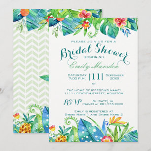 Tropical Floral Bridal Shower Invitation
