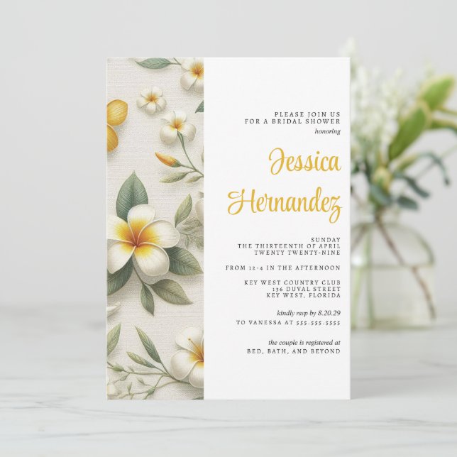 Tropical Floral Bridal Shower  Invitation (Standing Front)