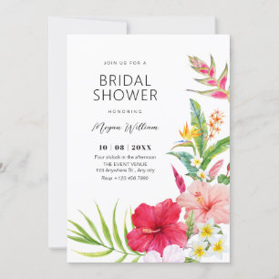 Tropical floral bridal shower invitation