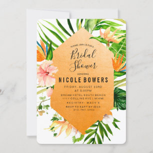 Tropical Floral Bridal Shower Invitation