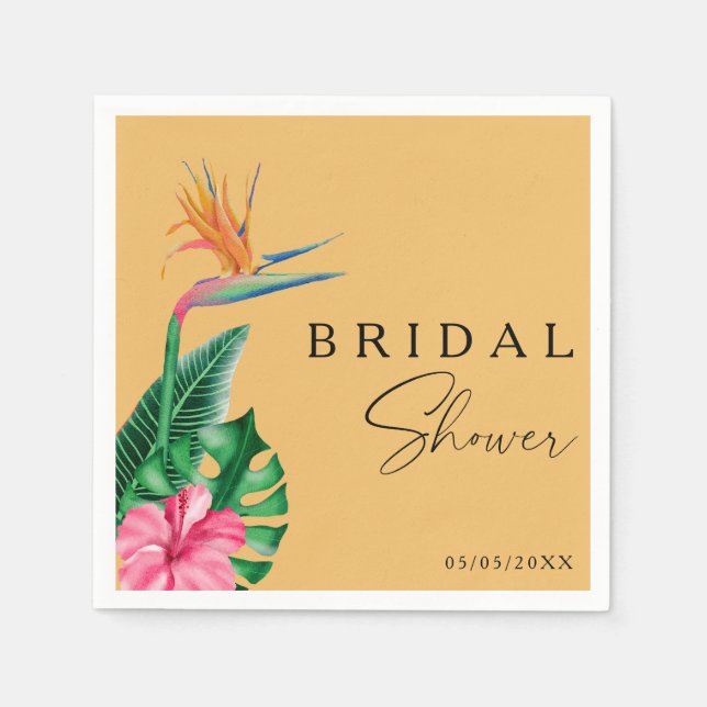 Tropical floral  bridal shower  napkin (Front)