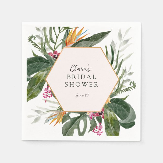 Tropical Floral Bridal Shower Napkin (Front)