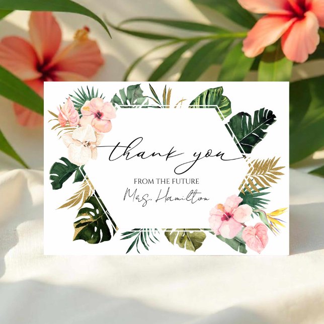 Tropical Floral Bridal Shower Thank You Cards (Creator Uploaded)