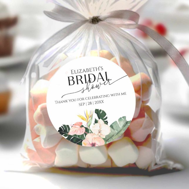 Tropical Floral Bridal Shower thank you Sticker (Creator Uploaded)