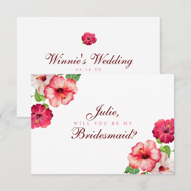 Tropical Floral Bridesmaid Card (Front/Back)