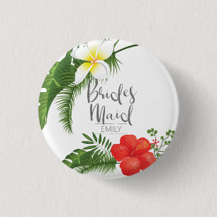 Tropical Floral Bridesmaids ID475 3 Cm Round Badge
