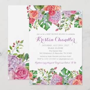 Tropical Floral Brunch Girl Baby Shower Invitation