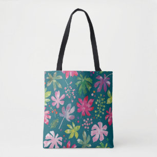 Tropical Floral Burst Pattern Tote Bag