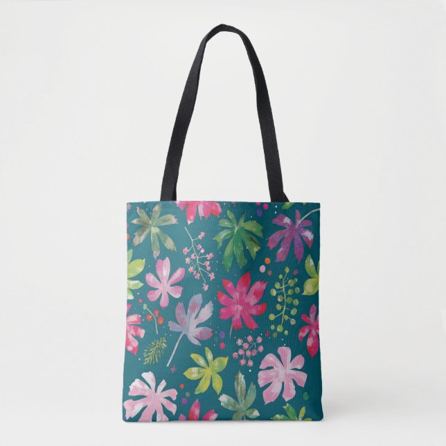Tropical Floral Burst Pattern Tote Bag (Front)