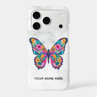 Tropical Floral Butterfly Marble Custom Phone Case